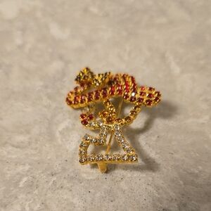 Chic Gold and Red Crystal Brooch